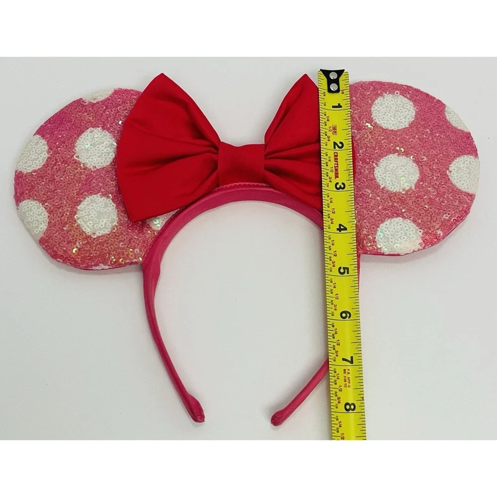 Disney‎ Junior Disguise Minnie Mouse Pink Sequin Polka Dot Headband Ears